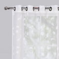 thumbnail image 3 of 2 Panel Sheer Curtains, Grommet Top Leaf Embroidery Faux Linen Textured Voile Curtains, 3 of 9