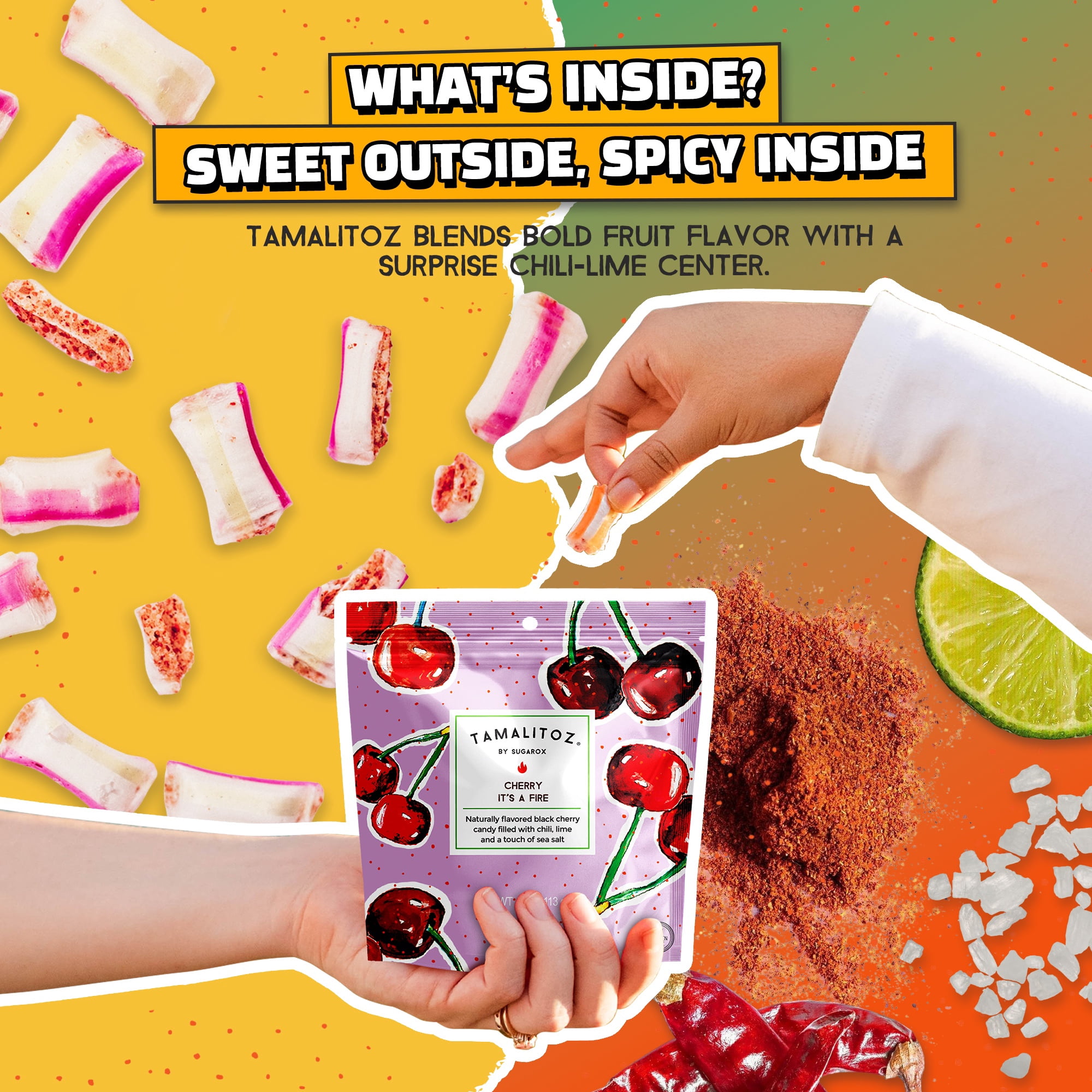 Tamalitoz Cherry, It’s a Fire – Spicy Cherry Mexican Hard Candy with Chile, Lime & Sea Salt – Handcrafted Candy, Gluten-Free, Kosher, 12 Bags – 4oz Each