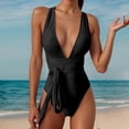 thumbnail image 2 of LUOGENLI 1-Piece Swimsuit Women Plus Size with Cover Up Women One Shoulder Swimsuit Bikini Swimsuit Irregular Solid Color Monokinis Swimsuit Black Size M, 2 of 5