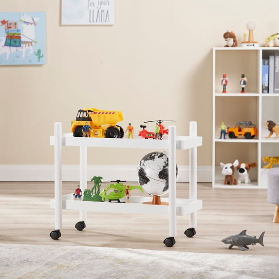 Mainstays Kids 2-Tier Storage Cart, White