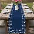 thumbnail image 4 of Rustic Botanical Table Runner 72 Inches, Japanese Herb on Navy Blue Simple Art Bed Runner Dresser Scarves Tabletop for Indoor Outdoor Parties/Ceremony/Banquet, 14" x 72", 4 of 8