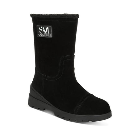 

SAM EDELMAN Womens Black 1 Platform Comfort Lug Sole Logo Water Resistant Kaylie Round Toe Wedge Slip On Leather Snow Boots 5.5