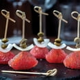thumbnail image 3 of Palillos de cóctel de bambú, palillos de comida, palillos de dientes, palillos de cóctel, 200 Uds., elegantes para bebidas con brochetas de nudo en bucle para fiestas y aperitivos, 3 of 5