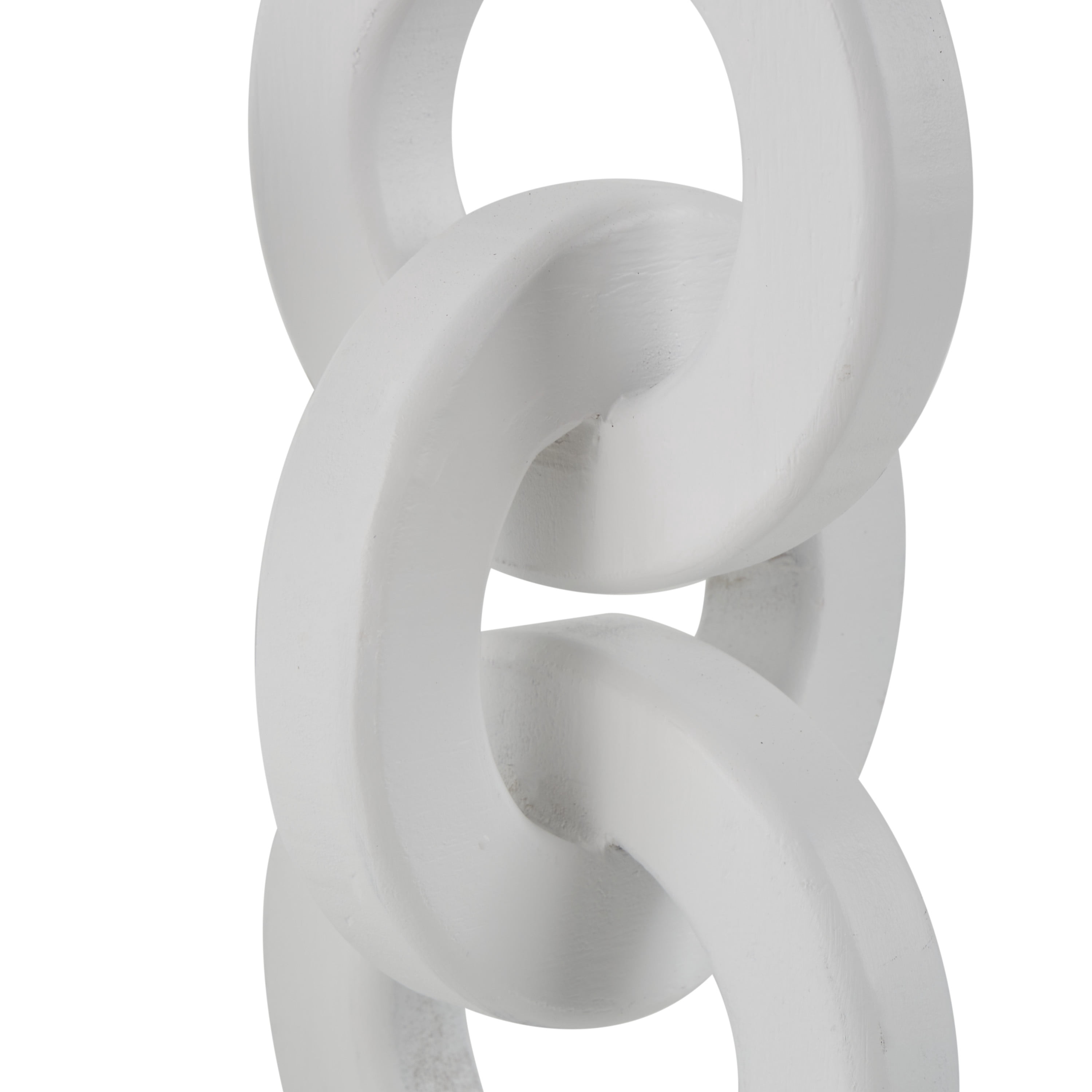 DecMode 3 Candle White Wooden Chain Link Candle Holder, Set of 3