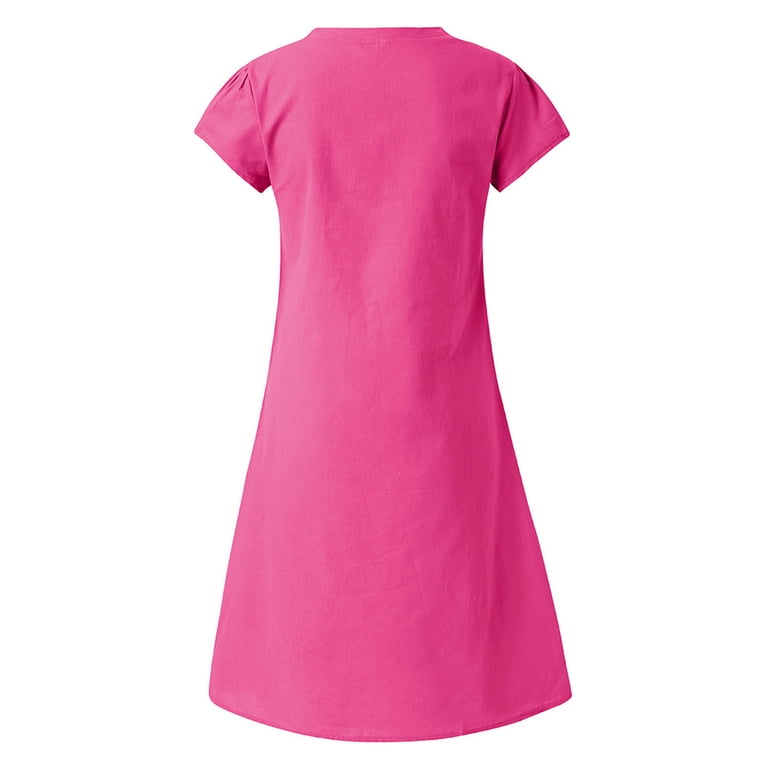 Hot Pink Women Brunch Short Sleeve Dresses for Women V Neck Faux Gauze Linen Midi Knee High Loose Fit Plain Fall Summer 2025 Clothing Y2K 3XL - Walmart.com Hot Pink Women Brunch Short Sleeve Dresses for Women V Neck Faux Gauze Linen Midi Knee High Loose Fit Plain Fall Summer 2025 Clothing Y2K 3XL - Walmart.com