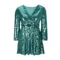 thumbnail image 6 of Busydd Womens Dresses Long Sleeve Saprkly Sequin Dress Homecoming V Neck Bodycon Mini Dress Party Prom Cocktail Glitter Dress, 6 of 6