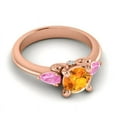 thumbnail image 3 of Diamond-Capitals 2.50 Carat Round Shape Citrine & Pink Sapphire Gemstone Luxurious Three Stone Engagement Ring for her Solid 18K Rose Gold Size 9.5, 3 of 8