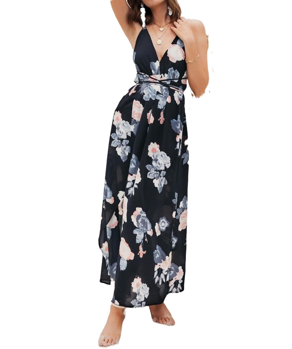 Boho Floral Cami Navy Blue (Women's Dresses)