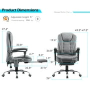 YODOLLA Ergonomic Reclining Office Chair Adjustable Height Computer Chair Big and Tall Executive Swivel Fabric Chair With Footrest for Office, Home,Gray