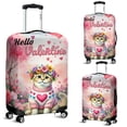 thumbnail image 2 of Hello Valentine’s Day Scottish Fold Flower Crown Romantic Pink Floral Travel Luggage Cover Cat Lover Kitten Owner Gifts Suitcase Dust Protective Decor - 00031, 2 of 5