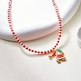 thumbnail image 3 of JYYYBF Women Christmas Pendant Necklace Cartoon Tree/Candy Cane/Santa Beaded Non-Fading Choker, 3 of 5