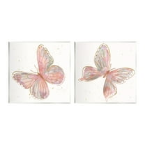 Stupell Industries Pink & Glam Butterflies Nature Animals & Insects Painting Unframed Art Print Wall Art, Set of 2