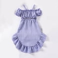 thumbnail image 4 of ZACPNCV Girl's Two Piece Summer Outfits Cold Shoulder Short Sleeve Crop Top Ruffle High Low Skirt Sets Purple 5-6 Years, 4 of 5