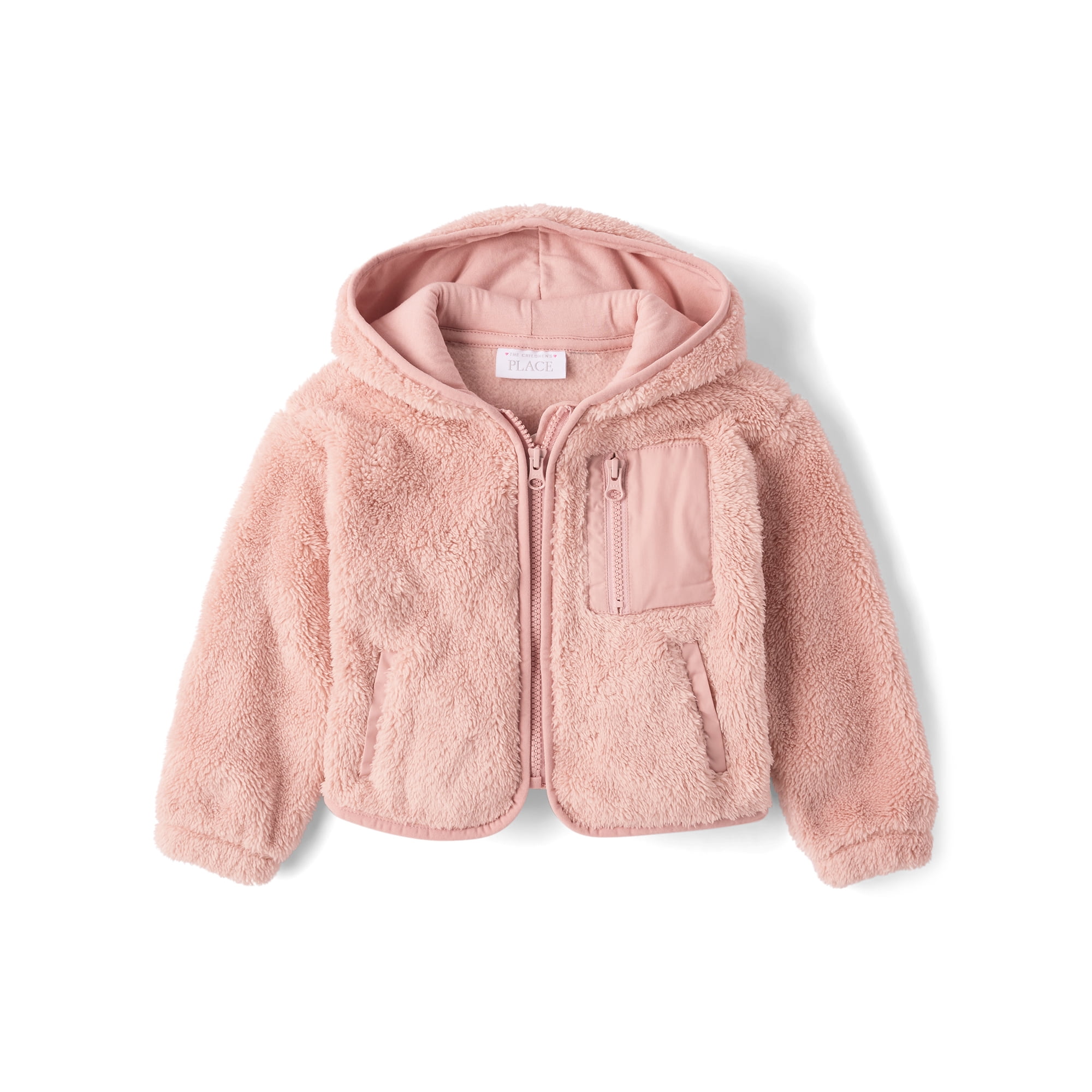 The Children s Place Toddler Girls Long Sleeve Heavyweight Sherpa Zip Up Hoodie Sizes 12M-5T