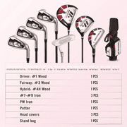 MaxKare Womens Golf Club Set 8-Piece, Includes Driver, Stand Bag, 3 Head Covers, Right Hand, Red
