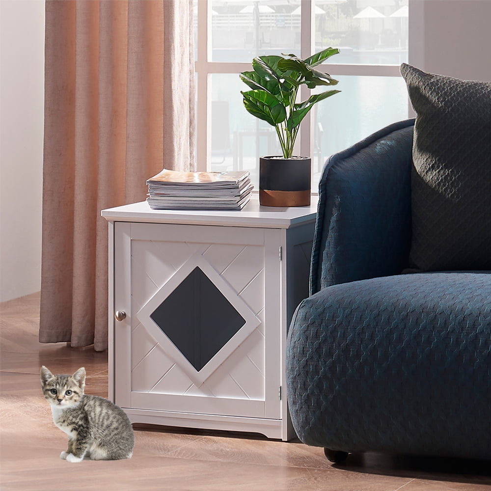 Buy Unipaws Cat Litter Box Enclosure with Mat, Furniture Cat Washroom