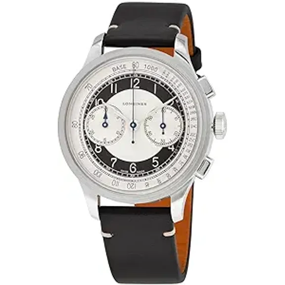 Longines Heritage Classic Chrono Automatic Silver Dial Leather Strap Men's Watch L2.830.4.93.0