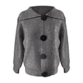 thumbnail image 4 of Ediodpoh Big Button Knitted Jacket Women's Fashion Retro Lapel Cardigan Sweater Women's Autumn and Winter Loose Style Womens Cardigan Sweaters Grey, 4 of 4