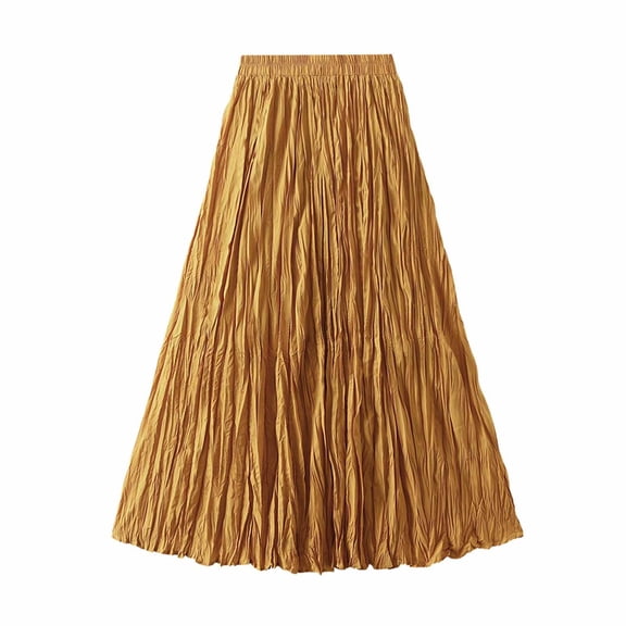 Cavosen Flowy Skirts for Women High Waist Midi Skirts A Line Solid Flowy Skirts Trendy Casual Cocktail Party Skirt