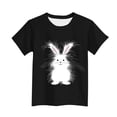 thumbnail image 4 of SERTG Girls Easter Bunny Print Short Sleeve T Shirt Soft Breathable Crew Neck Tee Casual Regular Fit Lightweight Comfortable Fashion Top Cute Easter Holiday T Shirt(Black,12-13Years), 4 of 5