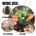 thumbnail image 3 of Funny Christmas Ornament,Gorgeous Floral - Hued Hummingbird,Xmas Round Ceramic Pendant, 3 of 6