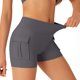 thumbnail image 1 of Pantalones cortos deportivos de moda para mujer, de color liso, cintura alta, que realzan las caderas, con bolsillos, 1 of 5