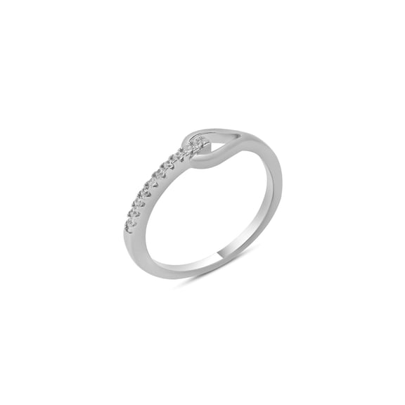 Rhodium Plated 925 Sterling Silver Love Knot Clear Cubic Zirconia Ring White Jewelry Female Size 5