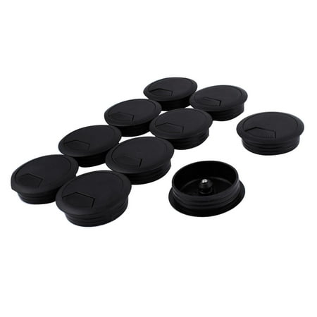 

10pcs Black PC Computer Desk Table Plastic Grommet Wire Cable Hole Cover