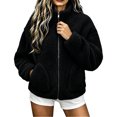 thumbnail image 5 of Enjoytime Fleece Jacket Women Stand Collar Long Sleeve Zip Up Fuzzy Outerwear Casual Soft Warm Fall Winter Coat with Pocket, 5 of 6