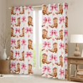 thumbnail image 2 of jejeloiu Pink Cute Bowknot Blackout Curtains Set of 2 (52x84 Each),Western Cowgirl Boots Window Curtains For Women, 2 of 6