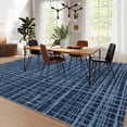 thumbnail image 2 of Hasoo Modern Washable Large 9' x 12' Geometric Grid Area Rug for Living Room Soft Indoor Carpet, Blue, 2 of 7