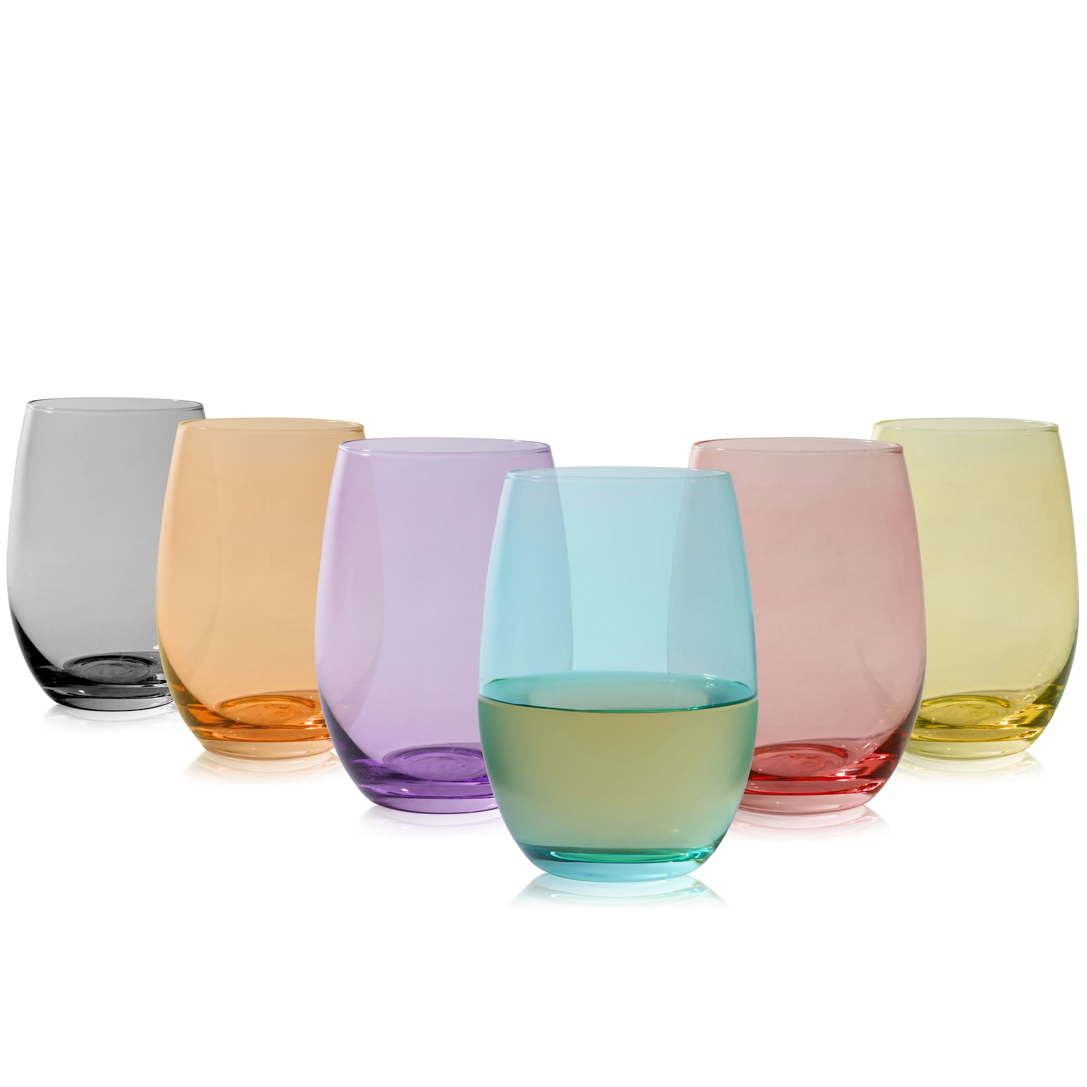 True Wine Glasses, Cocktail Drinking Glasses, 18.5 oz, Set of 6, Multicolor