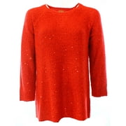 Anne Klein NEW Red Women's Size Large L Sequin Rib-Knit Crewneck Sweater $79