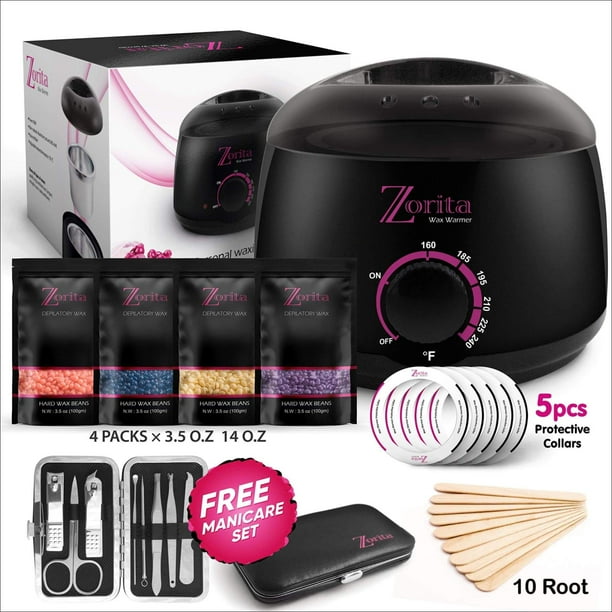 Wax Warmer Hair Removal kit,Professional home heater machine,Hot waxing melts pot stripless, facial body bikini brazilian with 4 pearl hard wax beans+Applicator sticks+Manicure set for Wom Wax Warmer Hair Removal kit,Professional home heater machine,Hot waxing melts pot stripless, facial body bikini brazilian with 4 pearl hard wax beans+Applicator sticks+Manicure set for Wom