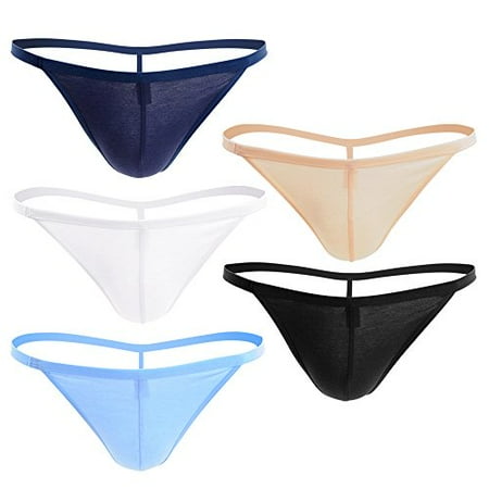 

Closecret Men Cotton Underwear Stretchy T Back G-String Thongs (Pack of 5 Assorted) (S 5 Colors)