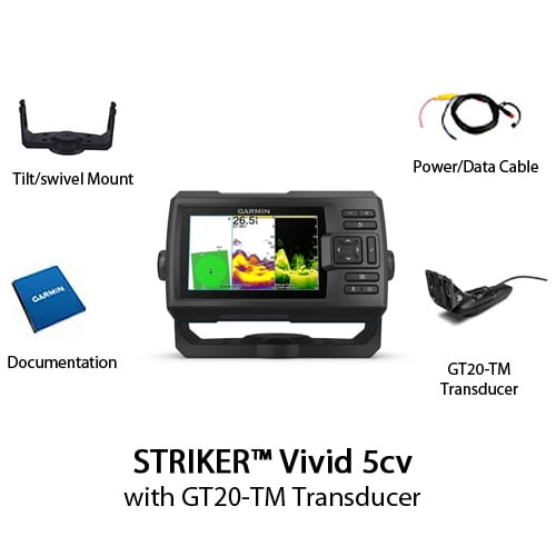 Garmin STRIKER Vivid 5cv 5 inch CHIRP with GT20-TM Transducer - Walmart.com