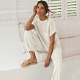 thumbnail image 4 of Luniro Womens 2 Piece Matching Sets Sweater Top Lounge Casual Pants Set Summer Travel Outfits 2025, 4 of 11