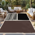 thumbnail image 2 of Brown Black Outdoor Rug for Patio/Deck/Porch, Non-Slip Large Area Rug 5 x 7 Ft, Modern Abstract Art Farmhouse Striped Indoor Outdoor Rugs Washable Area Rugs, Reversible Camping Rug Carpet Runner, 2 of 8