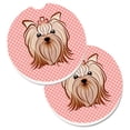 thumbnail image 1 of Ensemble de Sous-Verres à Carreaux Roses Yorkie & Yorkshire Terrier de 2 Tasses, 1 of 1