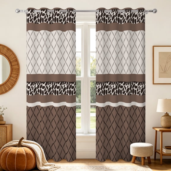 RisChhery Brown Cow Print Blackout Curtains,Grommet Top 2 Panels,42x63 inch,Thermal Insulated Bedroom Window Drapes