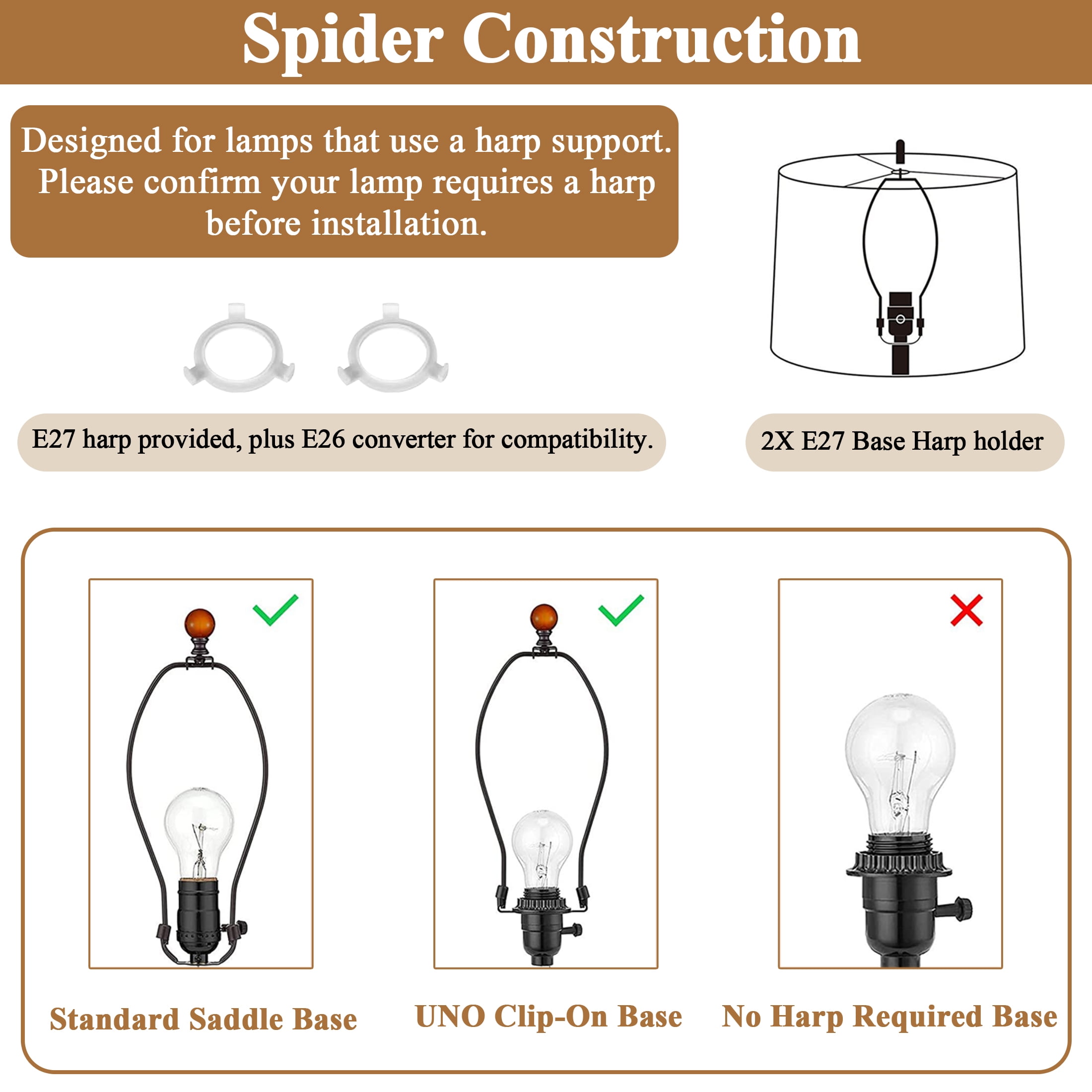 Aovky Lamp Shades Set of 2, Drum Lampshades 11.6" Top x 12.6" Bottom x 9.8" Height with Spider Fitter, Large Beige Replacement Fabric Lampshades for Table Lamps and Floor Lamps, Easy Assembly
