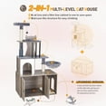 thumbnail image 7 of Cat Tree with Litter Box Enclosure Furniture, 2-in-1 Modern Cat Tower for Indoor Cats, 58.66’’ Wood Cat Condo with Scratching Post and Hammock, Indoor Cat Furniture with Large Platform, Grey, 7 of 7
