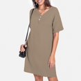 thumbnail image 1 of WILLBEST Vestidos Floreados Para Mujer Cuello En V Color Sólido 2025 Cómodo Casual Vestido Con Botones, 1 of 3