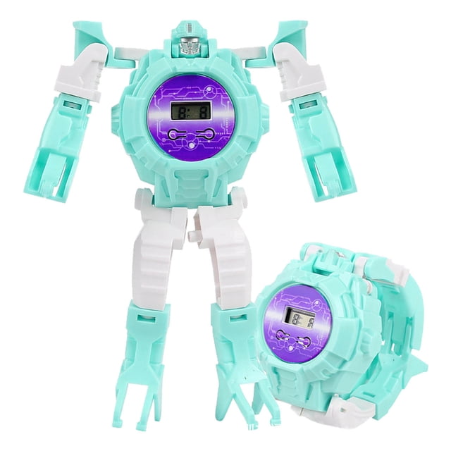 SIYTUAU Green Children Robot Transformation Watch Toy Convertible Wrist Remote Control Gadget For Kids Plastic 5.51X3.94X0.98In Green