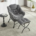 thumbnail image 2 of Modern Accent Chair with Ottoman, Reading Chair with Armrests and a Side Pocket,  Lounge Arm Chair for Small Space/Living Room/Bedroom, Corner Chair, Grey, 2 of 9