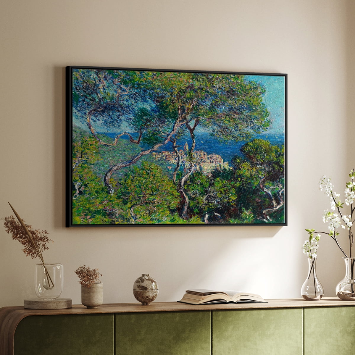 Vintage Landscape-CV By Wexford Home Framed in Black Wood Gallery Wrapped Canvas 17 in. x 25 in.