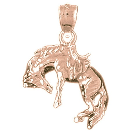 14K Rose Gold Rodeo Horse Pendant - 25 mm
