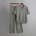 thumbnail image 2 of Maean Lounge Sets for Women 2 Piece Outfits Knit Short Sleeve Pullover Tops Wide Leg Pants Casual Sweater Sets, 2 of 3