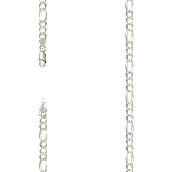 925 Sterling Silver Super Flat Figaro Chain Silver Plated 5.6mm Necklace 22 Inch Chain Necklace for Women and Men