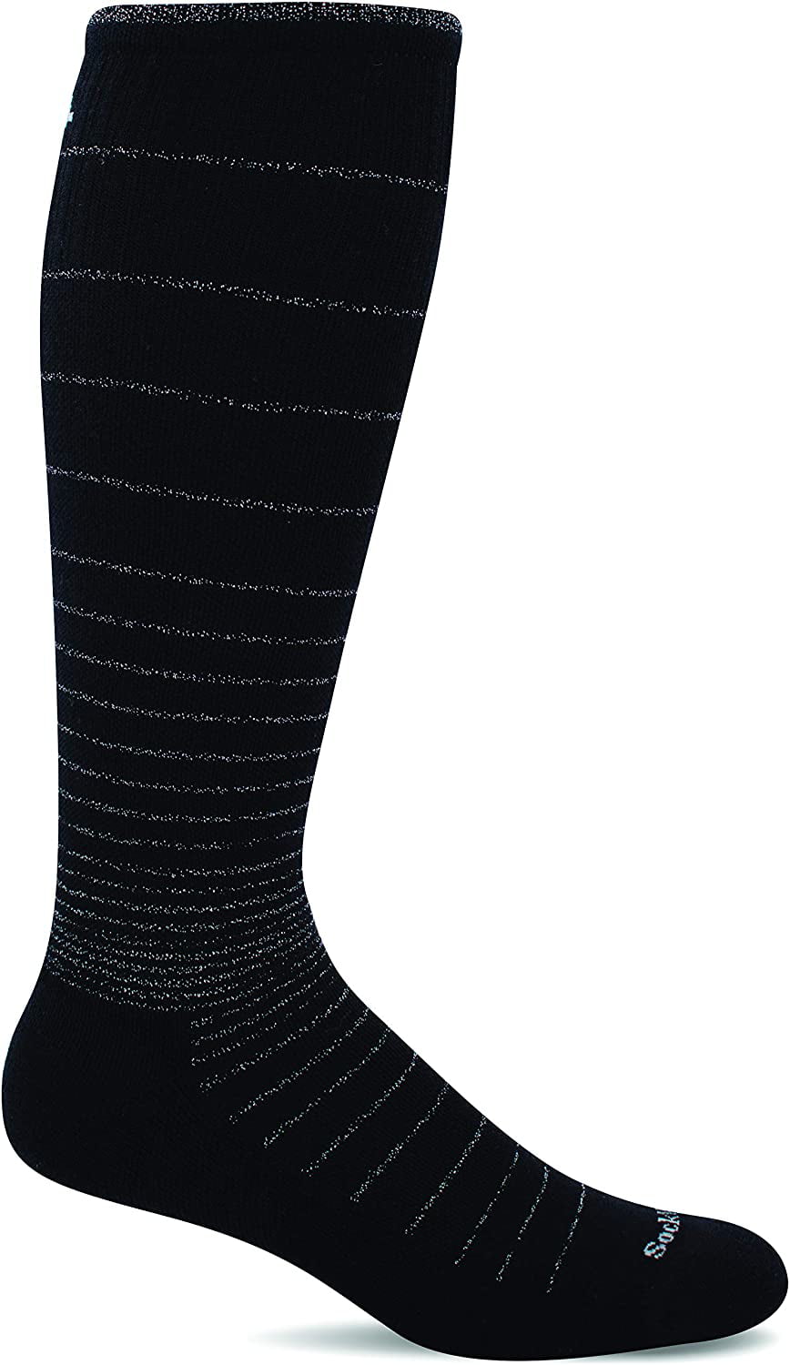 Sockwell Women's Full Stripe Moderate Graduated Compression Sock Black S/M 